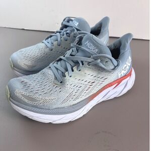 Hoka One One Clifton 8 Women's Running Shoes Light Blue Coral Size 8